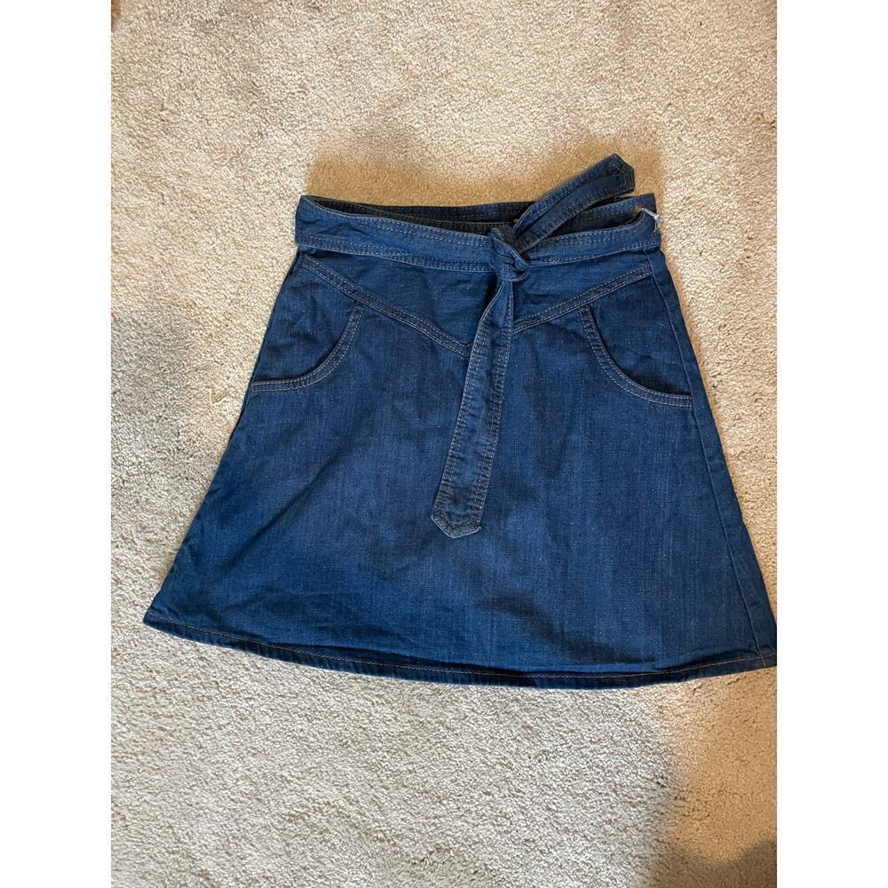 ZARA Denim Mini Skirt with Front Tie